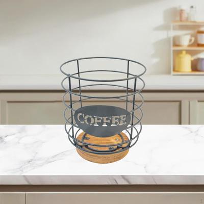 Coffee Pod Holder with Wooden Base,Multipurpose Storage Container