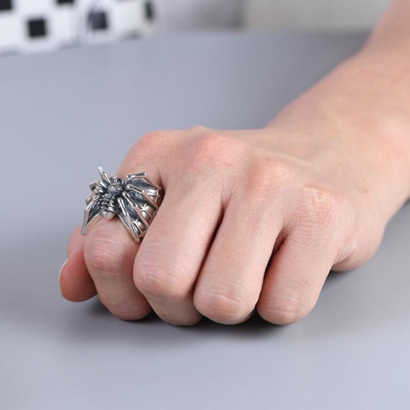 Gothic Spiders Open Rings Punk Style Statement Rings Adjustable Finger Rings Party Jewelry Halloween Accessory for Men