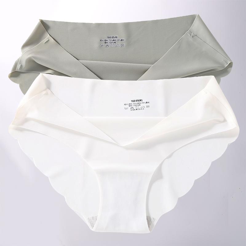 2 Stück/Set M-XL Nahtlose Eis-Seide Sexy Damen Slips Pantys 7 Unifarben Atmungsaktive Pantys Unterwäsche Für Mädchen Dessous