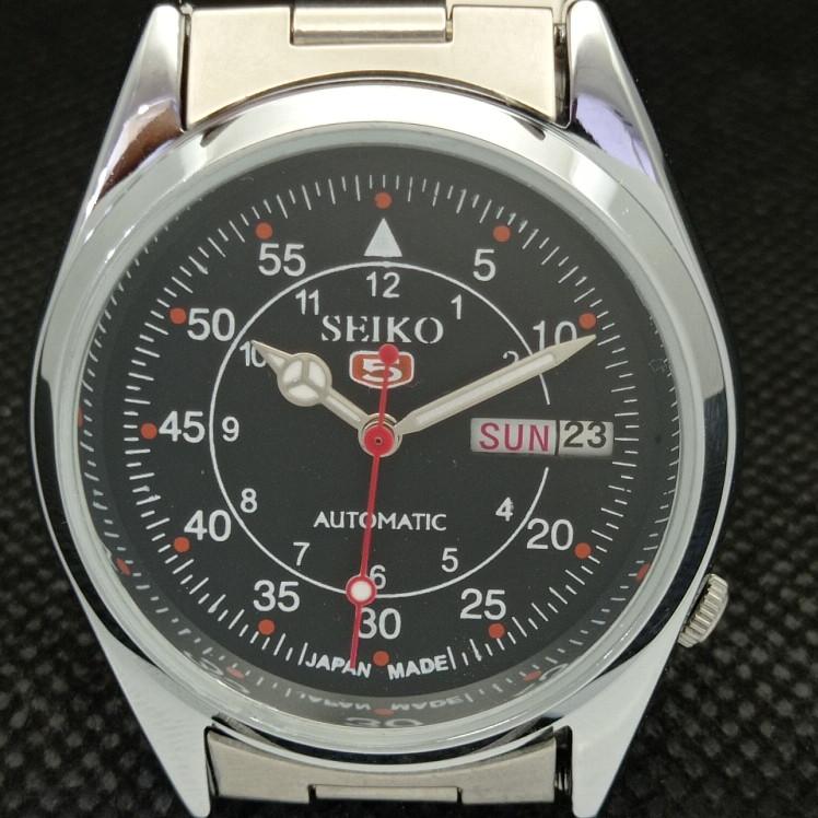 RENOVOVANÉ VINTAGE SEIKO 5 AUTOMATIC 6309A JAPONSKO PÁNSKÉ D/D ČERNÉ HODINKY a318636-9 Seiko-a318636-1