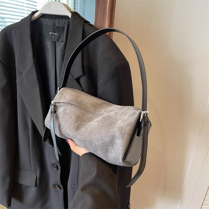 Autumn Winter Vintage Suede Crossbody Bag for Women Luxury Designer Single Shoulder Underarm Bags Versatile Handbags