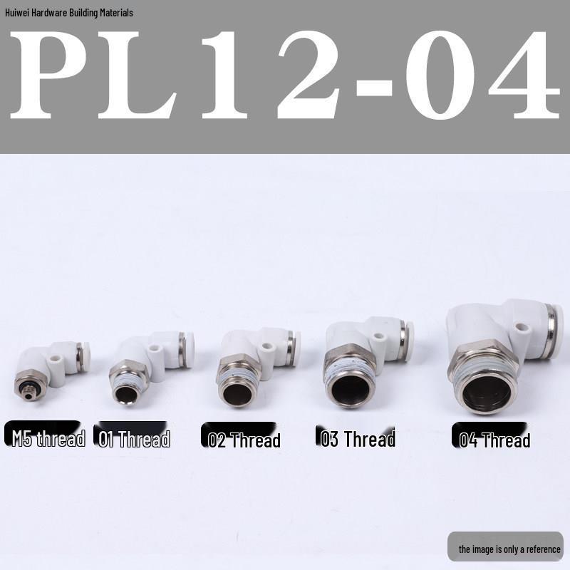 Pneumatic Tube Quick Connector: PL8-02, 4-M5, 6-01, 10-03, 12-04 Threaded Elbow