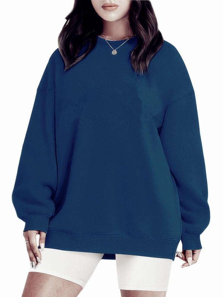 2024 Cross-Border Women's Plus Velvet Loose Long Sleeve Hoodie for Autumn & Winter
