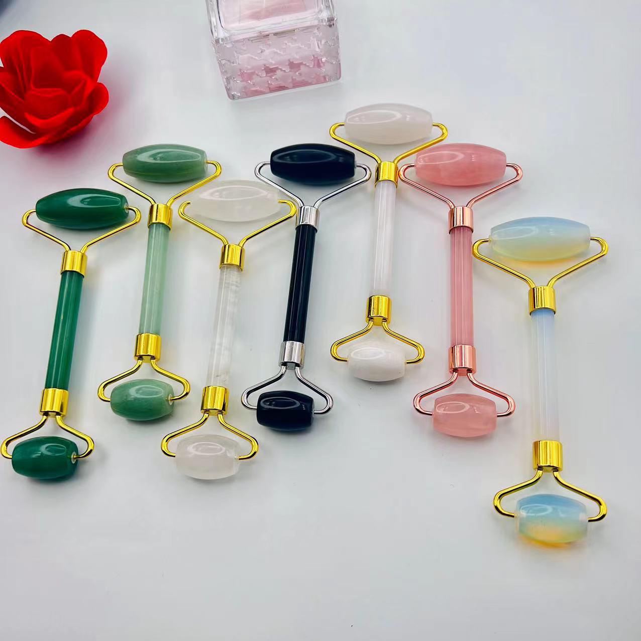 

Rose Quartz Double-Headed Jade Facial Roller Massager