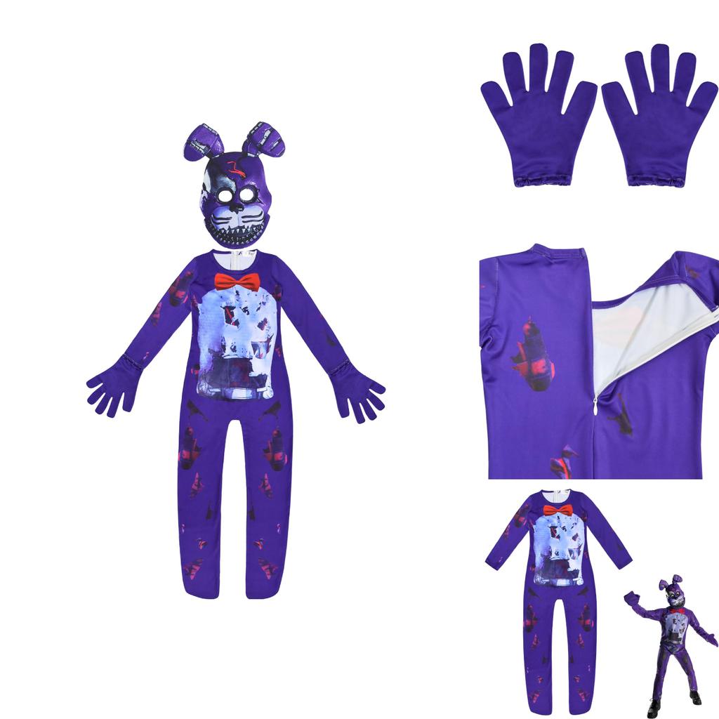 Sundrop Fnaf Toy Bear Cosplay Costume Bodysuit Jumpsuit Mask Glove For Kids' Halloween Party