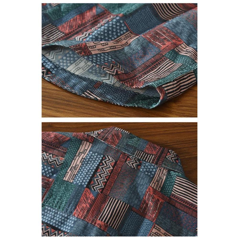 Retro Ethnic Style Shirt Jacket Men Loose Japanese Full-print Plaid Cardigan Long-sleeved Plaid Shirt Spring and Autumn