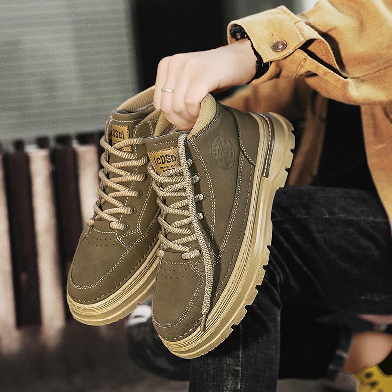 Men Shoes Breathable Tooling Shoes High Quality Outdoor Casual High-top Lace-up Men Shoe Fad Versatile Ankle Boot Zapatos Hombre
