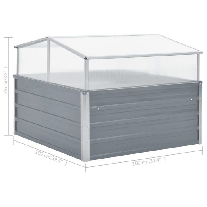 Serre - vidaXL - 42406 - Acier galvanisé - 100 x 100 x 85 cm - Couleur grise