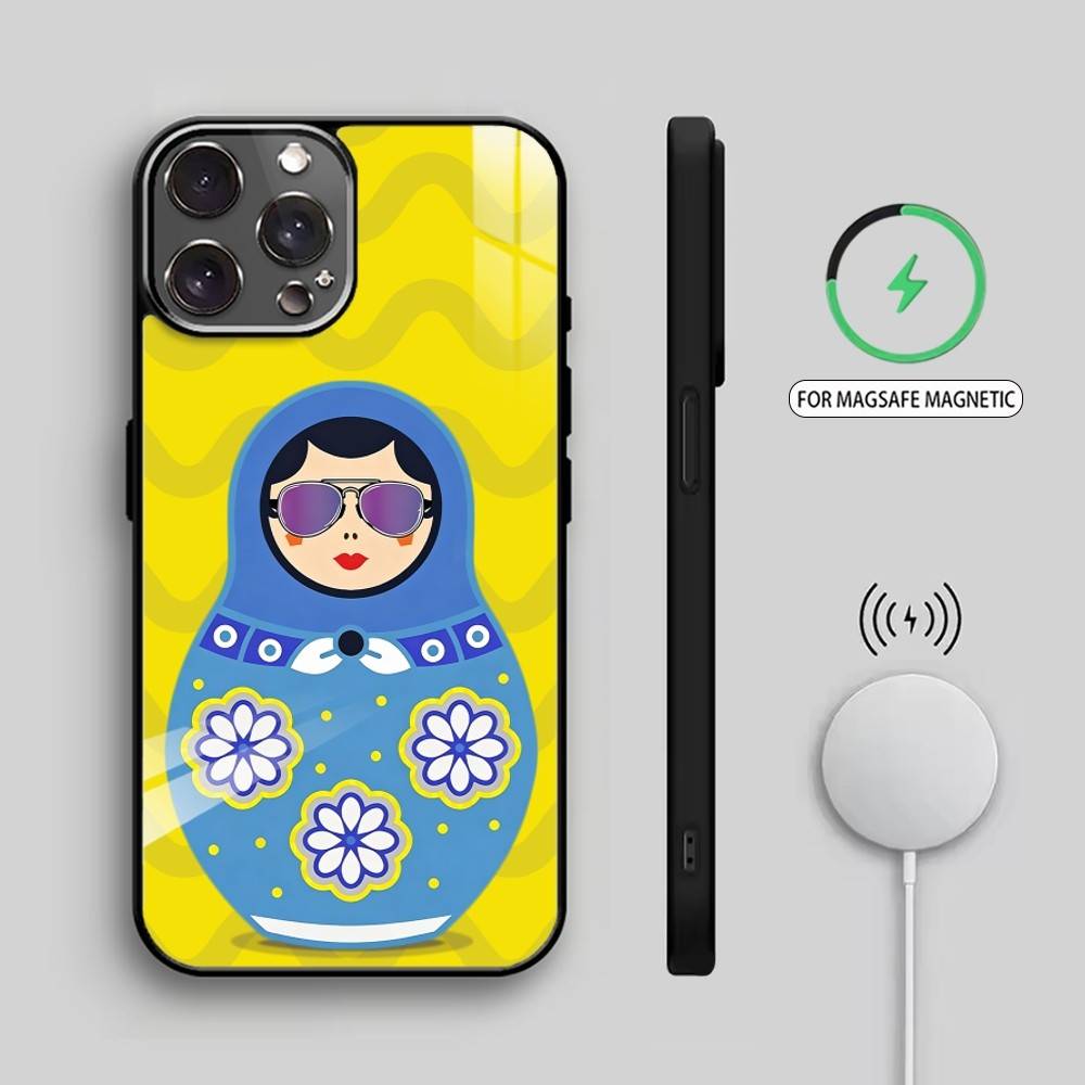 Beautiful Cool Russian Matryoshka Phone Case For iPhone17,16,15,14,13,12,11 Plus,Pro Max Magnetic For Magsafe Wireless Charging