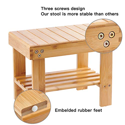 Utoplike Entryway Stool, Stylish Bamboo Step Stool, Entryway Bench, Wooden Shoe Rack, Storage Bench, Storage Chair