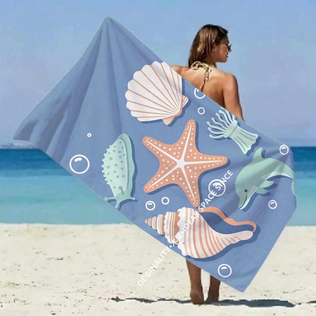 Ocean Creatures Summer Beach Towel Patterned Sunscreen And Windproof Suitable For Swimming Pool Camping Travel Blanket