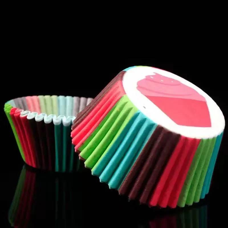 Cake Topper, Pastry Decoration Tool, Kitchen Accessories, Rainbow Cake Paper Lining, Cup Cake, Baking Pan, Muffin Box, 100Pcs