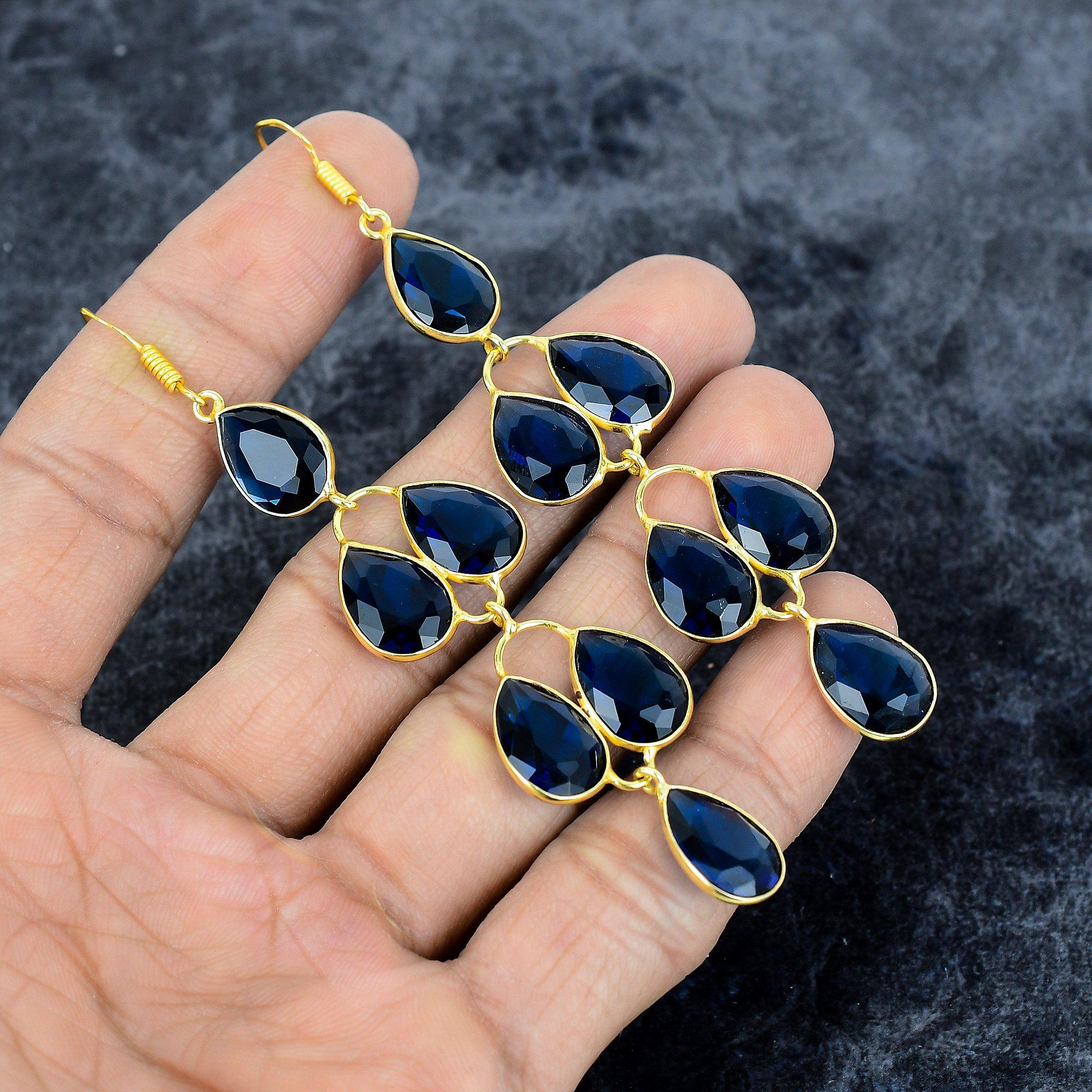 

London Blue Topaz Gemstone 925 Sterling Silver Jewelry Earring 3.82 M-2982