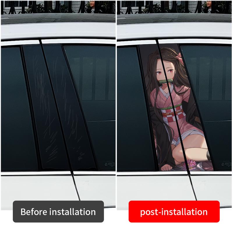 Nezuko Anime Car Stickers Car B-pillar Decal Waterproof Stickers Auto Center Pillar Sticker Cover Scratches Vehicle Decor