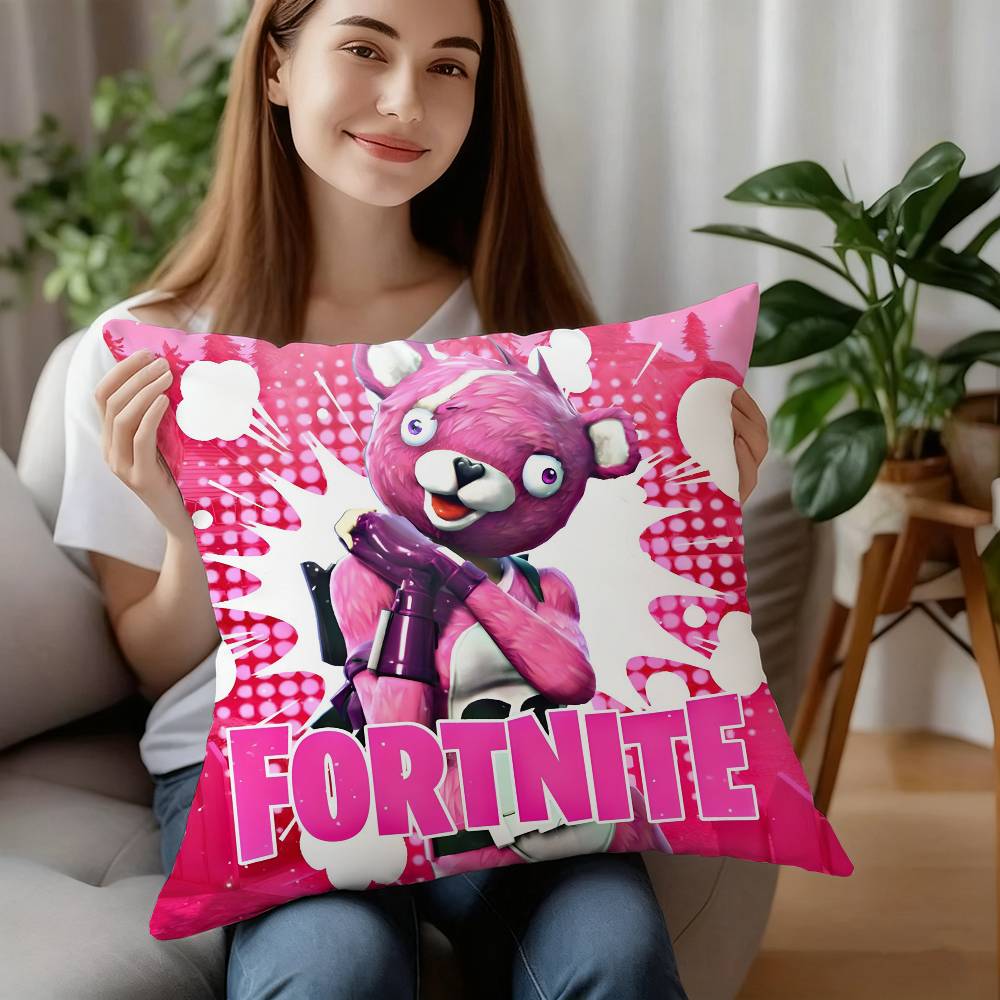 F-FortniteS Cushion Pillow Case Plush Fabric Soft Pillowcase Double Sided Print Cushion Cover Household Gifts 12x12Inch