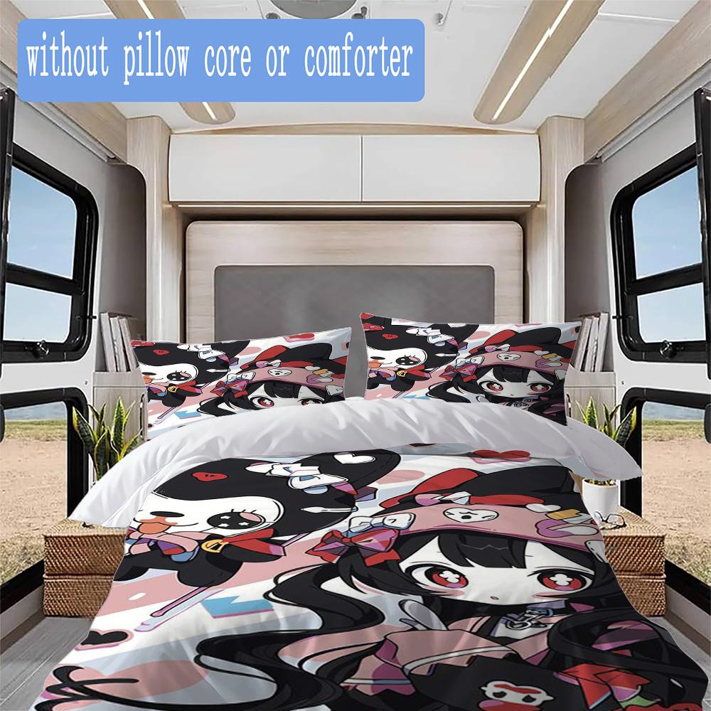 Cute Anime-style Cartoon Print Pattern Bedding,Quilt Set Quilt Cover Pillowcase Home Birthday Gift (1*duvet cover+2*pillowcase,without core)ZSJT091727