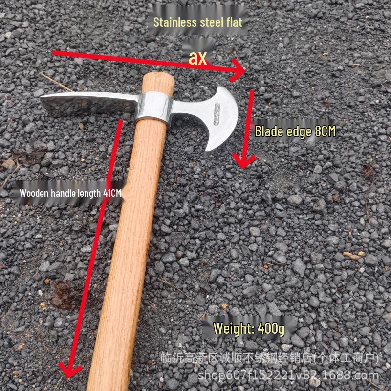 Petite Pioche en Acier Inoxydable Haute Dureté pour Creuser les Racines et les Pousses de Bambou - Pic à Glace Portatif à Tête Traversante