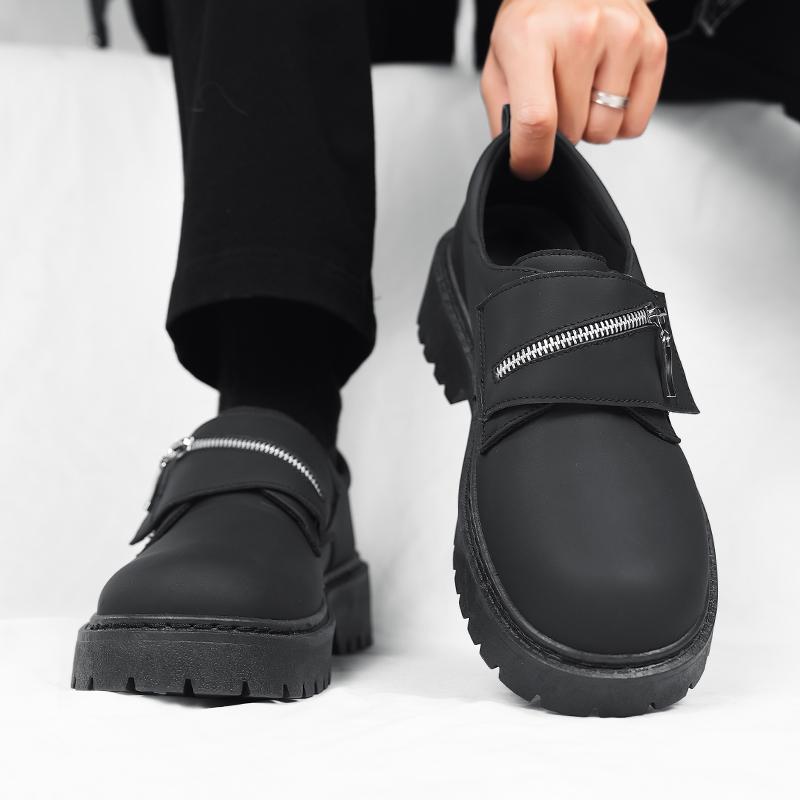Men's British Retro Wide Round-Toe Derby Shoes Outdoor Business Platform Men's Shoes Chunky Casual Leather Shoes Zapatos Hombre