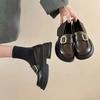 Rundkopf Britischer Stil braune Plateau kleine Lederschuhe Damen 2025 neu Frühling vielseitiger Rock dicker Absatz Slipper einzelne Schuhe