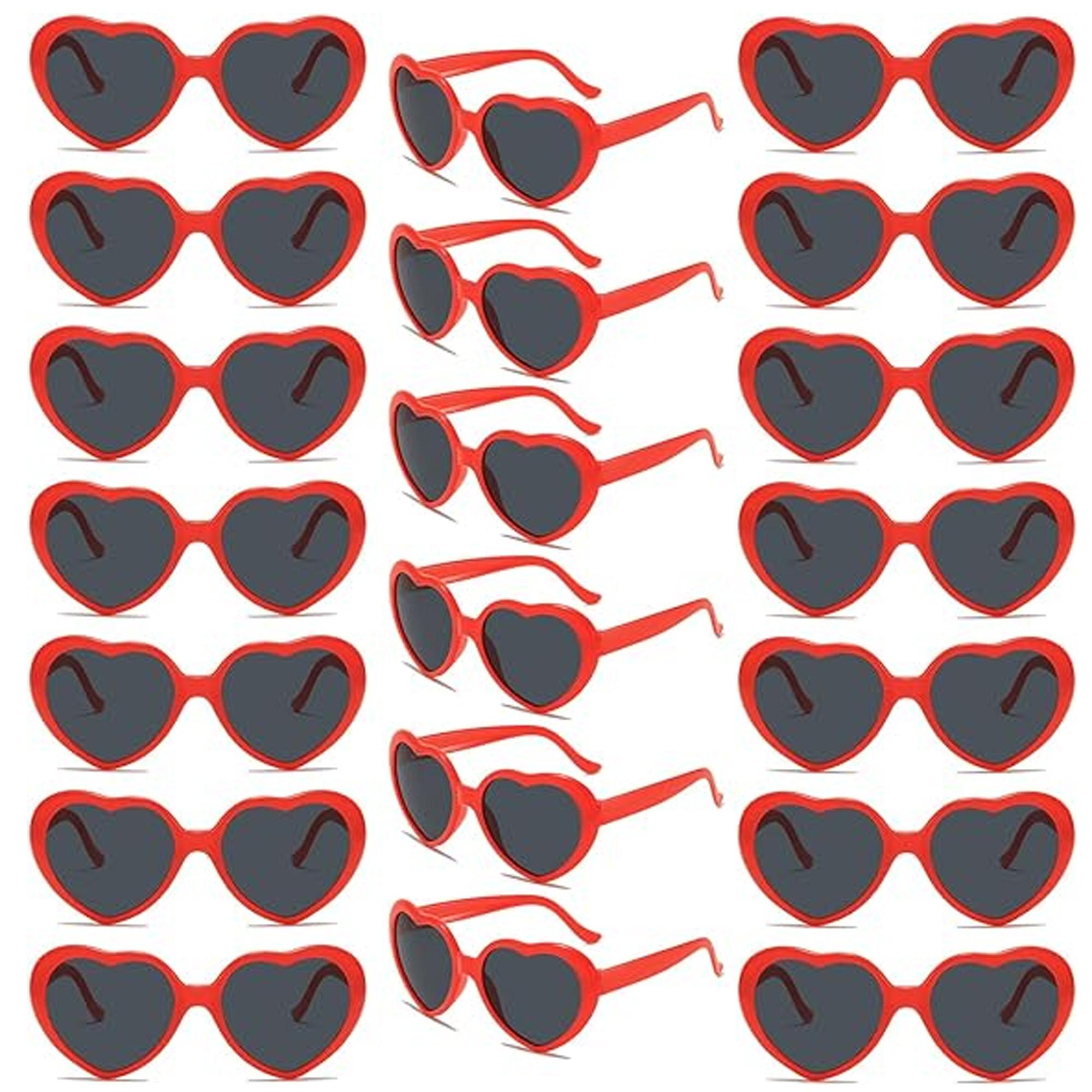 Yiran Health & Beauty Women's Red 20 Pack Heart Sunglasses Bulk Suitable For Heart Sunglasses Suitable For Bachelorette Party Favor Halloween And Christmas Props