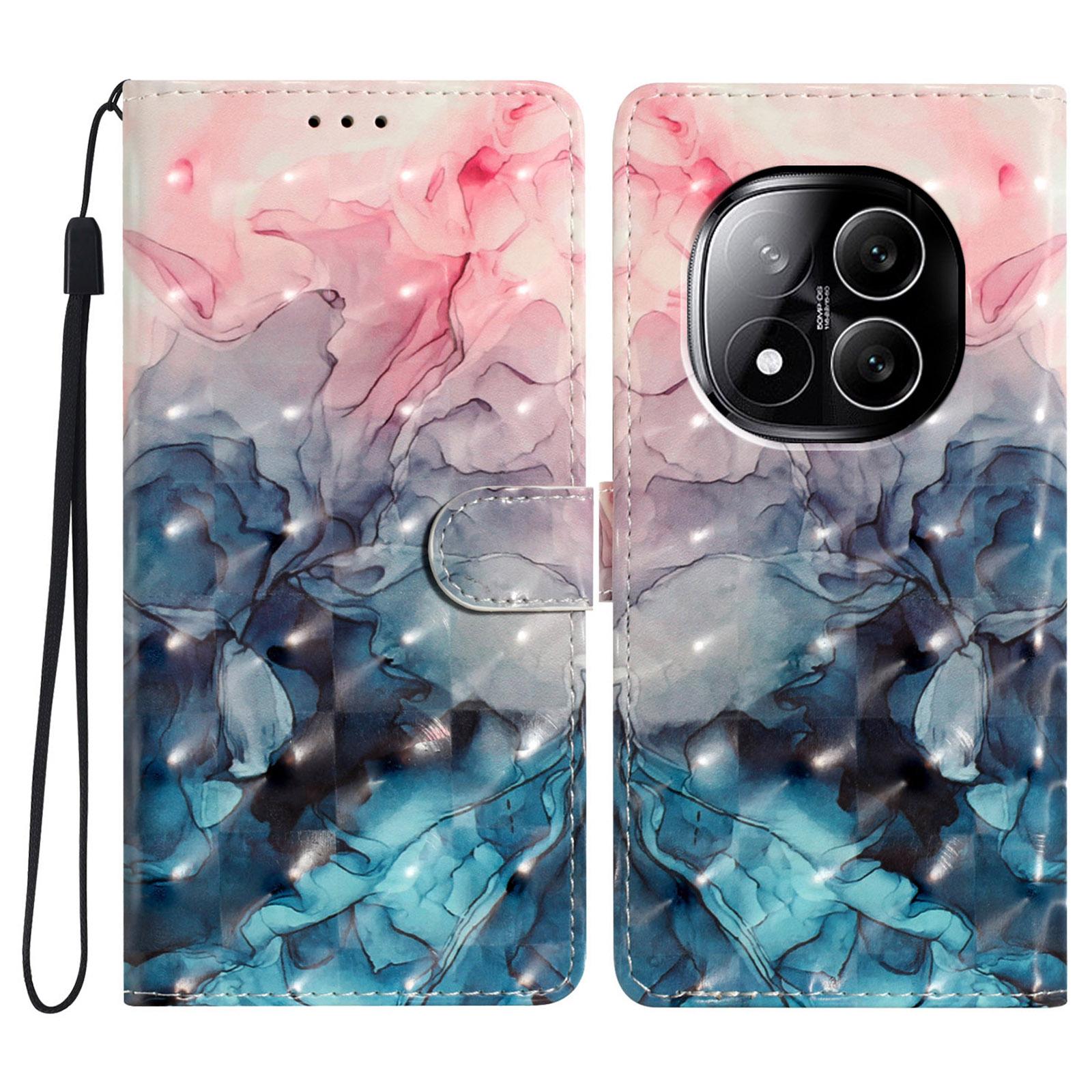 

Чехол-кошелек из искусственной кожи для Xiaomi Redmi Note 14 Pro 5G/Poco X7 5G с 3D-печатью Pink Blue Marble