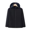 Chaqueta Fina para Hombre de Alta Transpirabilidad de Una Capa Orificio de Ventilación Oculto Impermeable Cremallera Grande Gorro Desmontable Clip
