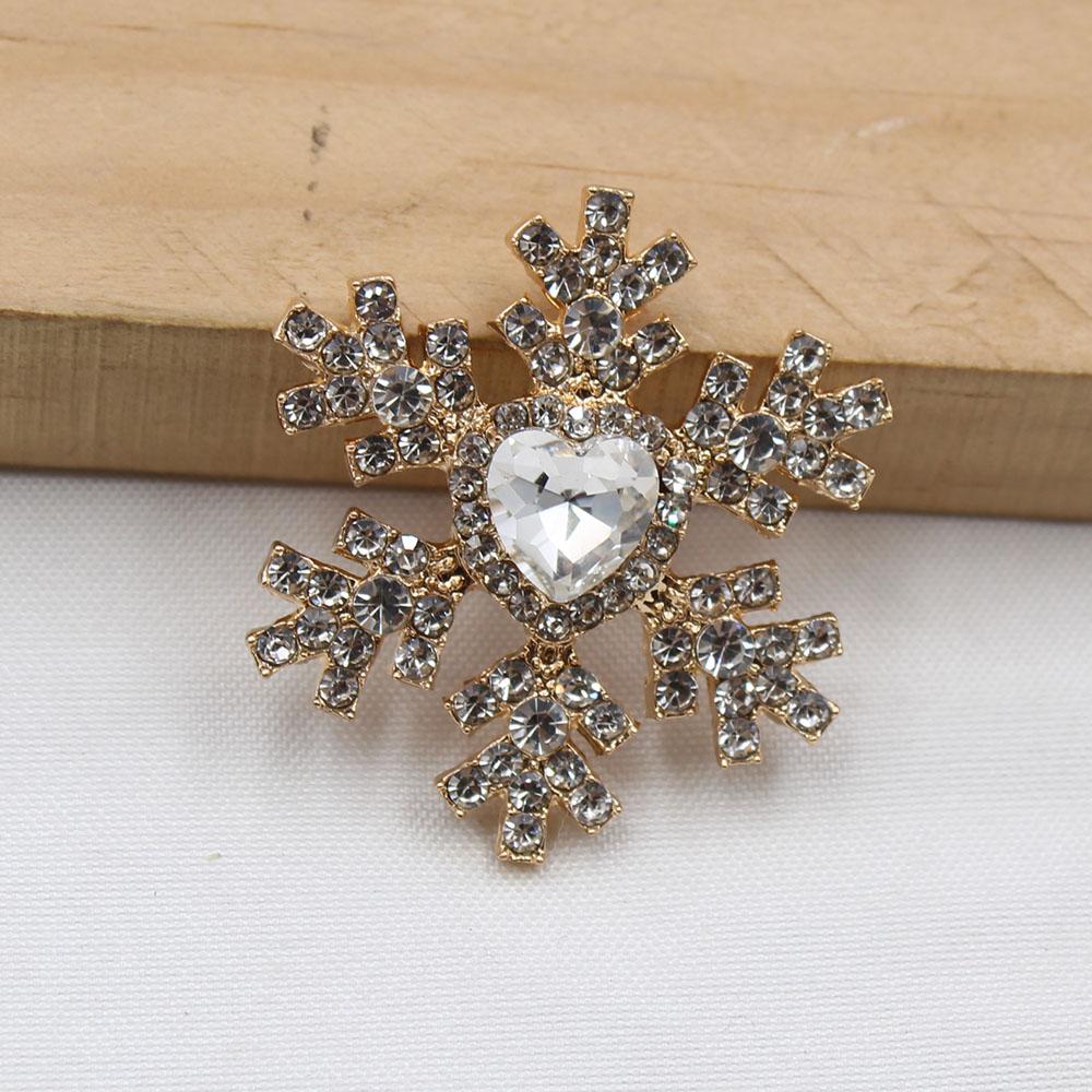 

5 pieces of 32MM fashionable romantic full diamond heart snowflake alloy flower plate accessories DIY clothing hair accessories