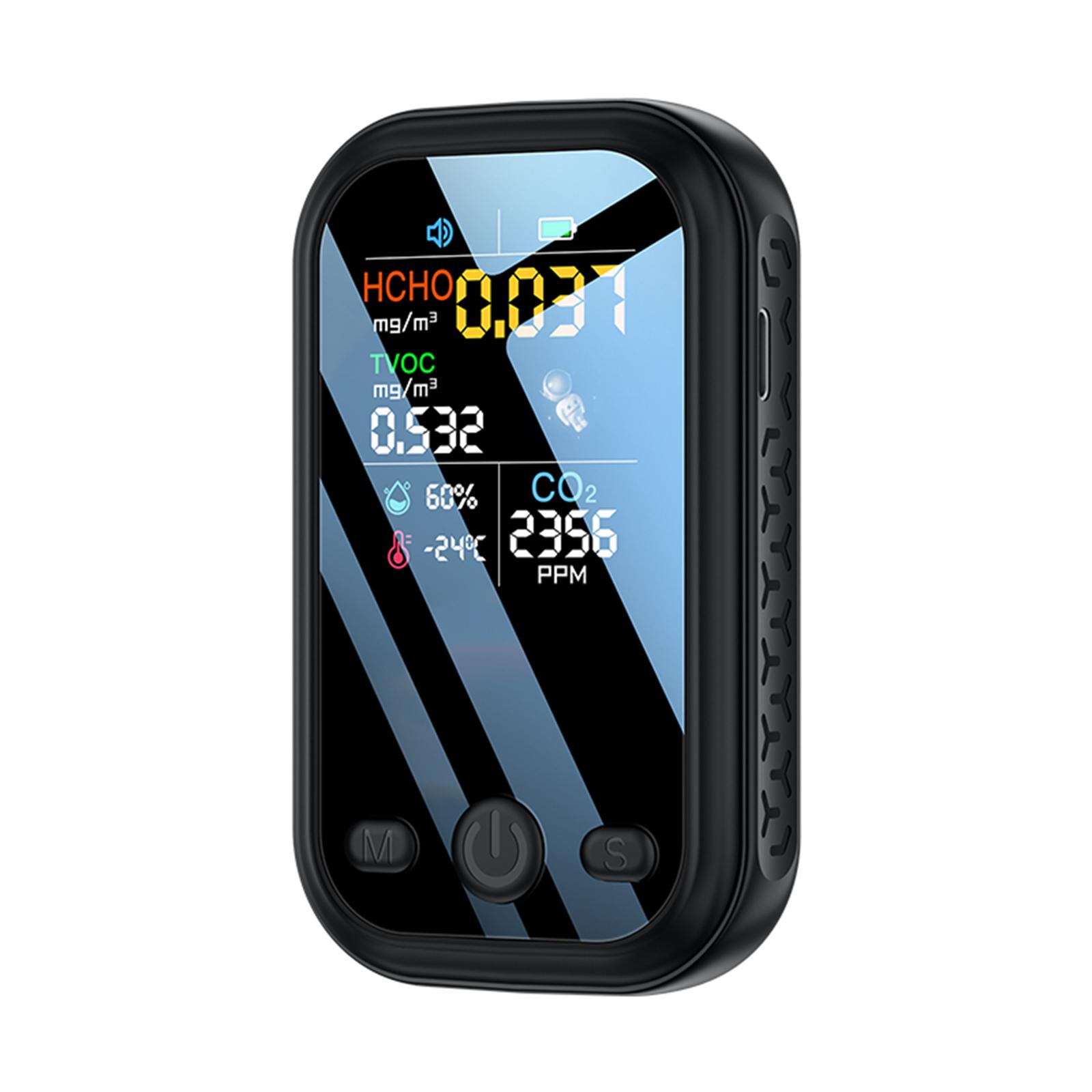 

Портативный монитор качества воздуха с обнаружением CO2, температуры и влажности. Компактный тест качества воздуха в помещении для дома, офиса. чёрный