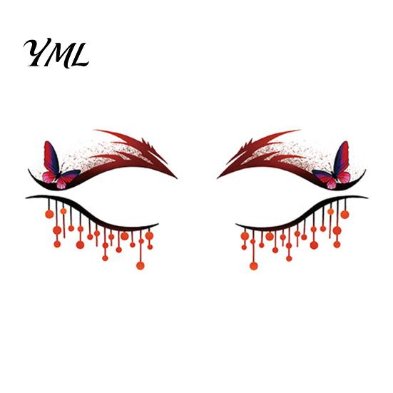 Vodotěsné obličejové tetování Halloween dočasné pro ženy, sada make-upu s dýní a pavučinou, samolepky na oční art, dekorace na maškarní ples, karneval, cosplay