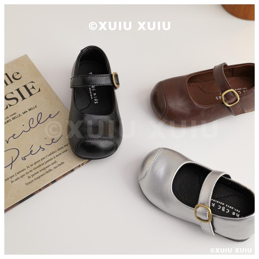 XSHX "Barn Style" London Style Children's Leather Shoes Spring and Autumn Velcro Retro Wide Last [Wenzhou Shoes]