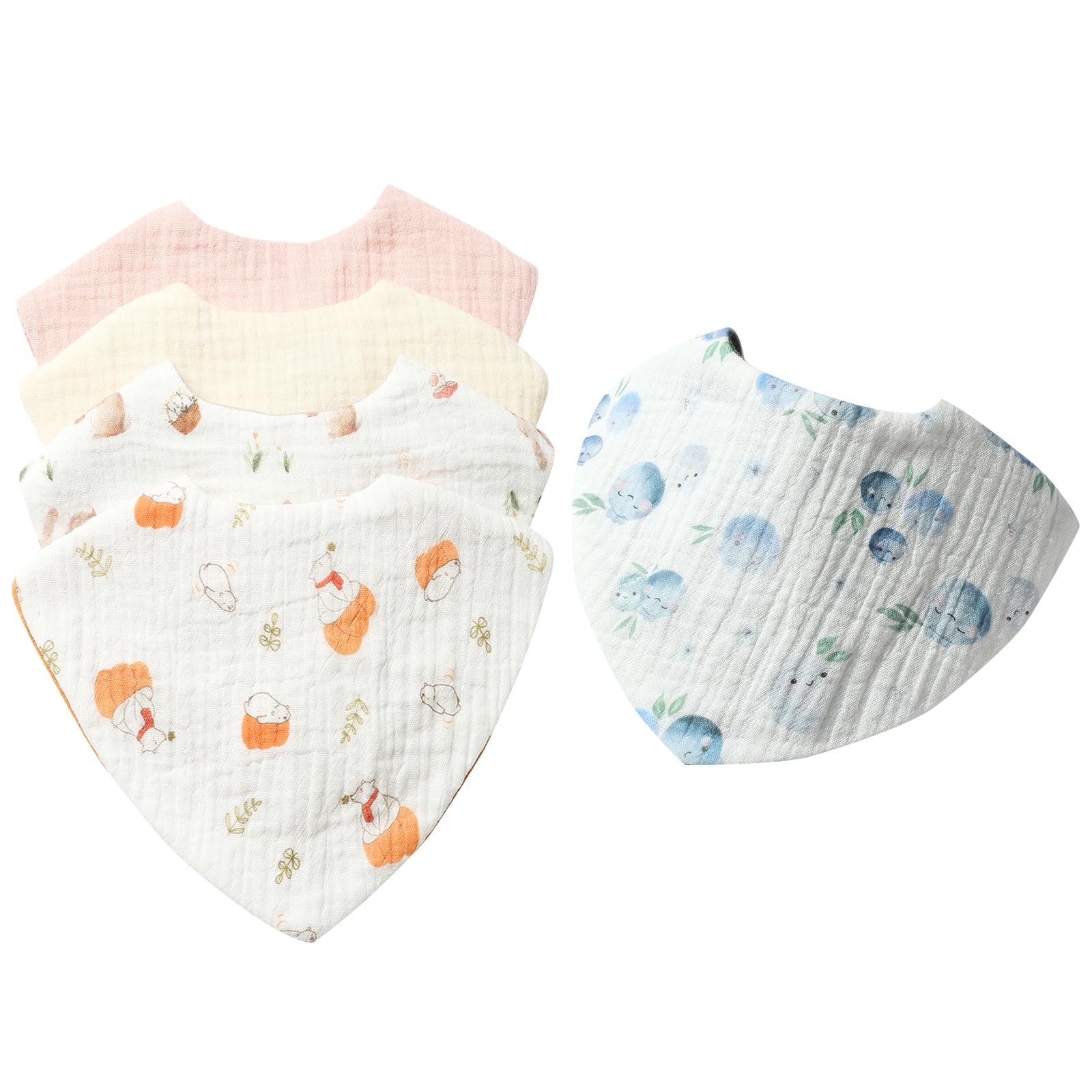 

Baby Triangle Soft Instant for Baby Boys and Set of 5 [MOMSMENU] Bibs, Bandanas, Reversible, 6-Layer Gauze, Cotton, Absorbency, Cute, Girls,