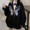 Hooded sweater in stock, zipper sweater autumn and winter European and American butterfly sweater gothic sports hooded jacket