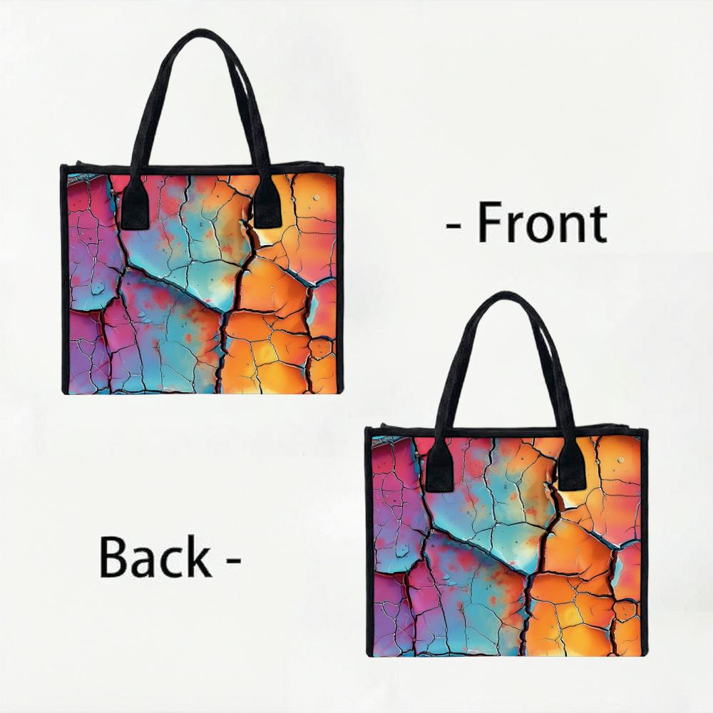 Colorful Crack Pattern Tote Bag Large Casual Handbag for Daily Use Portable Fashion Shoulder Bag for Shopping Travel