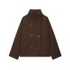Womens Oversized Wool-Blend Double-Breasted Turtleneck Coat Streetwear Outerwear