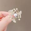 Hollowed-out Bow Brooch Fashionable and Light Luxury Imitation Pearl Pin Collar Pin Anti-glare Buckle Suit Accessory