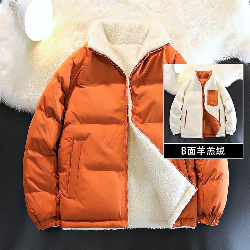 2025 winter new double-sided lamb wool cotton-padded clothes, youth fashion warm outdoor trendy couple tops