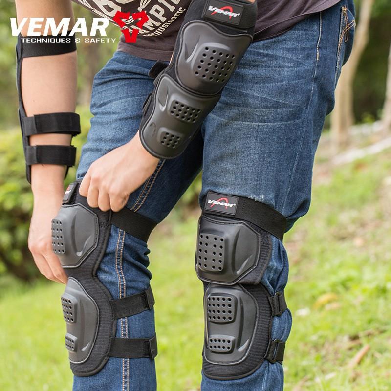 Motorcycle Riding Knee Pads Set 4pcs Protective Gear Off-Road Cycling Sports Adult Unisex Black PE Material
