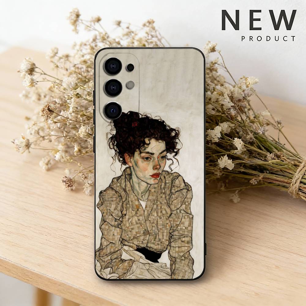 E-Egon S-Schiele Art Phone Case For Samsung S26,25,24,23,22,21,20,30,Ultra,Plus,Fe,Lite Black Shell