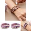 Bohemian Woven Leather Wristband With Alloy Accents For Casual Accessory
