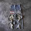 ZYLLO Street Hip Hop Džíny s potiskem písmen Pánské Y2k Goth Punk Harajuku Roztrhané Kalhoty se širokými nohavicemi Retro Volné Kalhoty s rovnými nohavicemi s dvojitým pasem