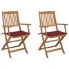 Day and Night - Day and Night Folding Garden Chairs 2 Units and Cushions Solid Acacia Wood