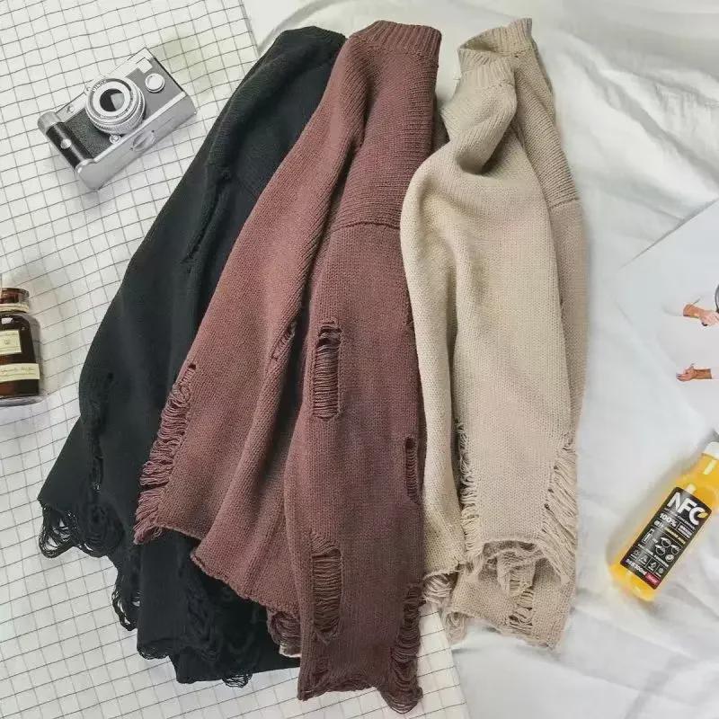 Retro vardaglig stickad tröja i Hongkong-japansk stil - Unisex koreansk trendig rund hals