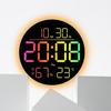 Creative RGB Color-Changing LED Wall Clock 6651R - Multifunctional Digital Display for Living Room
