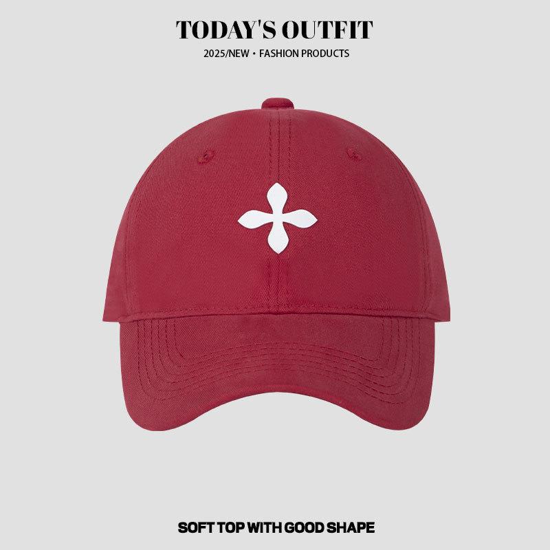 Big Head Circumference Spring New Cross Flower Hot Painted Baseball Cap Women's Face Showing Small Baseball Cap
