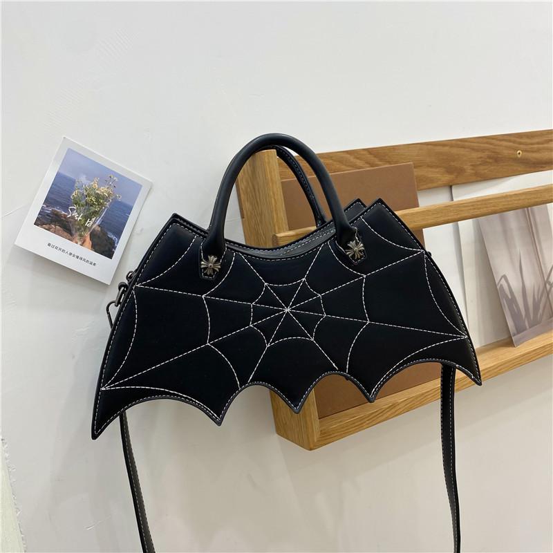 Black punk style shoulder bag for girls crossbody bag for women's and girls' bags bat bag designer  leather bag