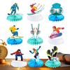 Ski Birthday Party Decorations 9 Pieces Sport Skier Decor Skiing Birthday Decoration Honeycomb Centerpieces for Home Table