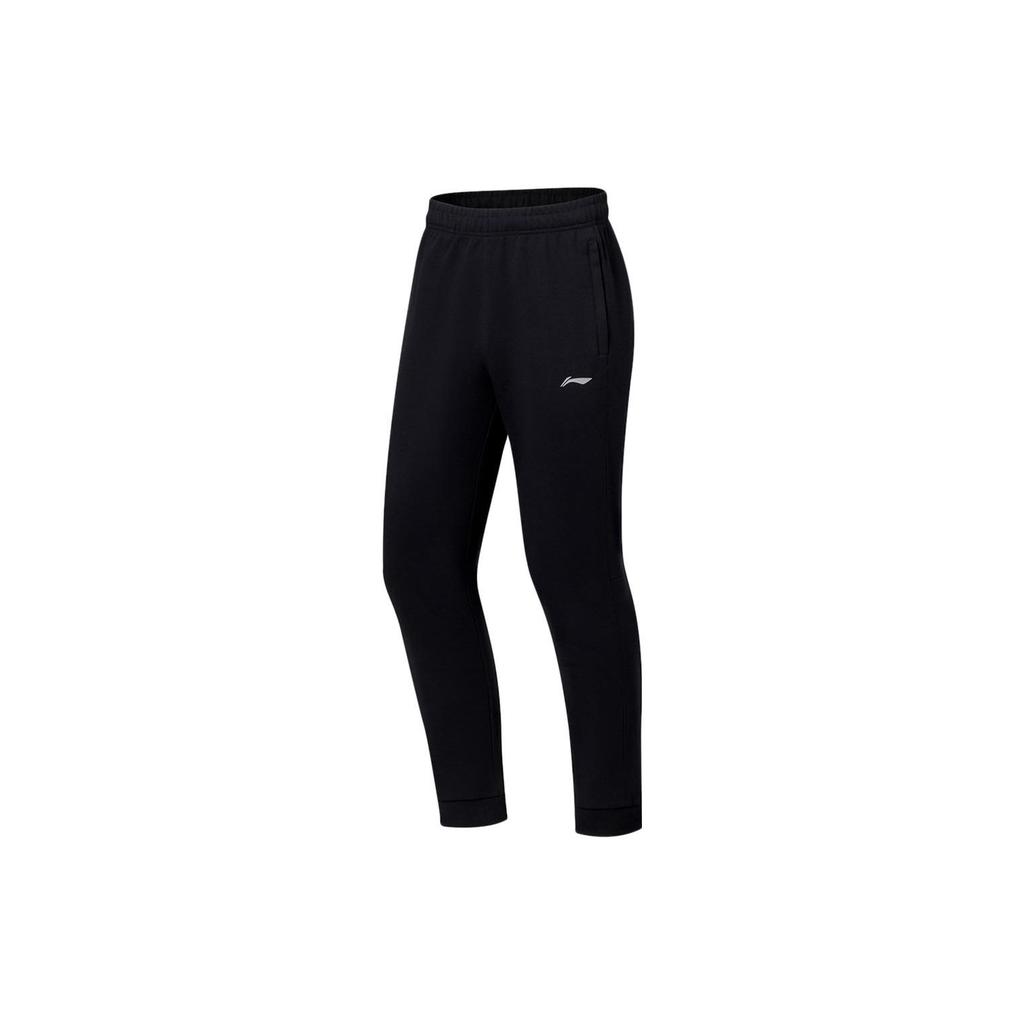 Li Ning Fitness Series FW22 Solid Color Elastic Waist Cuffed Sports Pants Men Pants Black AKLS793-1