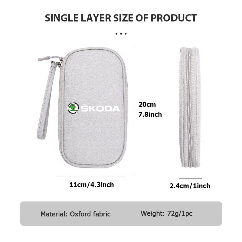 AAABR1 Travel Portable Digital Accessories Storage Bag Organizer For Skoda Kamiq Karoq Octavia 2 3 Rapid Scala Kami Fabia VII VRS
