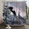 Deer Bathroom Shower Curtain Elk Highland Cow Peacock Forest Mountain Animal Polyester Hanging Curtains Home Bathroom Decor Set
