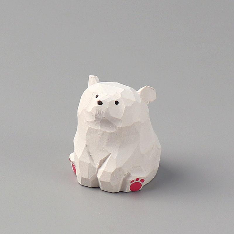 1Pcs Cute Mini Wooden Bear Miniature Solid Wood Hand Carved Bear Figurines Polar Bear Crafts Ornaments Tabel Decorate Kids Gifts